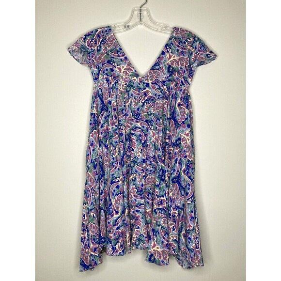 Matilda Jane Top Women Small In The Maze Floral Swing Top Asymmetrical Hem Cap - Picture 4 of 4